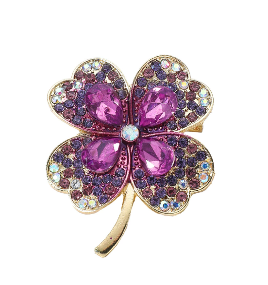 Brosche „Vierblättriges Kleeblatt“ – stilvoller Glücksbringer mit Kristalle