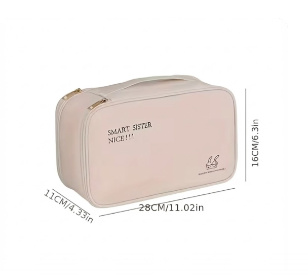 Reise-Organizer für Unterwäsche und BHs – Beige Aufbewahrungstasche für BHs, Slips und Socken auf Reisen – Tragbares Necessaire mit Griff und Fächern, Schutz vor Verformung der Cups