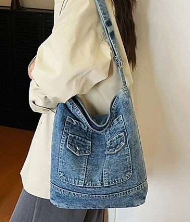 Stylischer Denim-Shopper im Vintage-Look – Die perfekte Crossbody-Tasche für jeden Tag