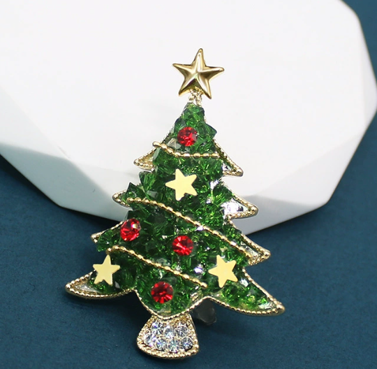 Elegante Brosche in Form eines Weihnachtsbaums