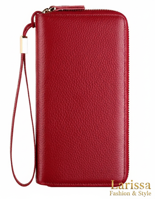 Rotes Leder-Geldbörse mit Handgelenkschlaufe