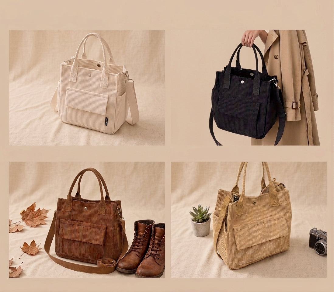 Süße Cord-Tasche „Kompakter Allrounder“ – Styling-Wunder in 4 Farben