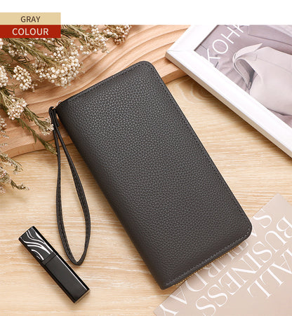 Premium Unisex Geldbörse mit Handschlaufe – Langes Portemonnaie aus Kunstleder (veganem Leder). Große Brieftasche & Travel Clutch für Damen & Herren
