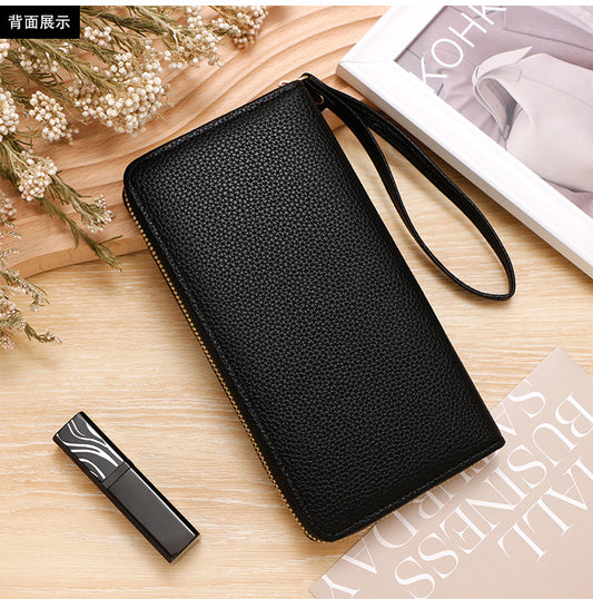 Premium Unisex Geldbörse mit Handschlaufe – Langes Portemonnaie aus Kunstleder (veganem Leder). Große Brieftasche & Travel Clutch für Damen & Herren