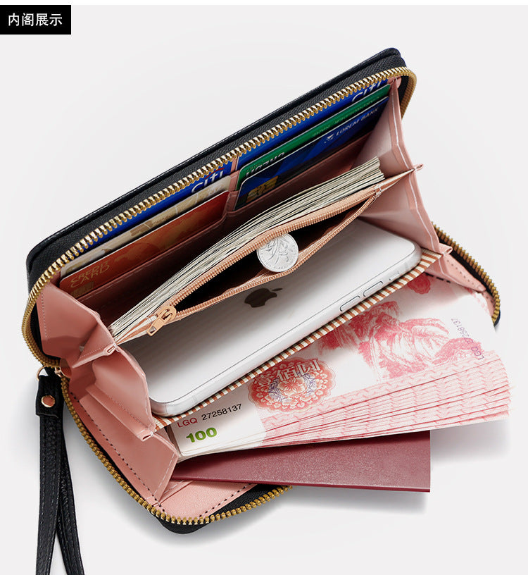 Premium Unisex Geldbörse mit Handschlaufe – Langes Portemonnaie aus Kunstleder (veganem Leder). Große Brieftasche & Travel Clutch für Damen & Herren