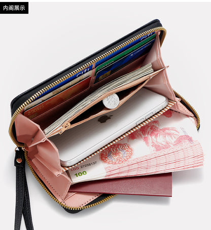 Premium Unisex Geldbörse mit Handschlaufe – Langes Portemonnaie aus Kunstleder (veganem Leder). Große Brieftasche & Travel Clutch für Damen & Herren