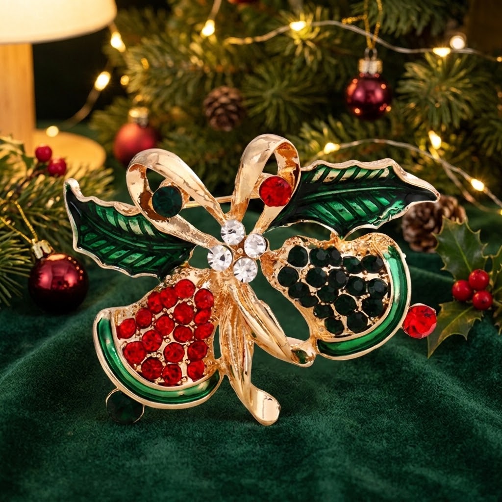 Elegante Weihnachtsbrosche in Form von Glocken