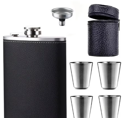 Edelstahl-Flachmann Set – 8-teilig