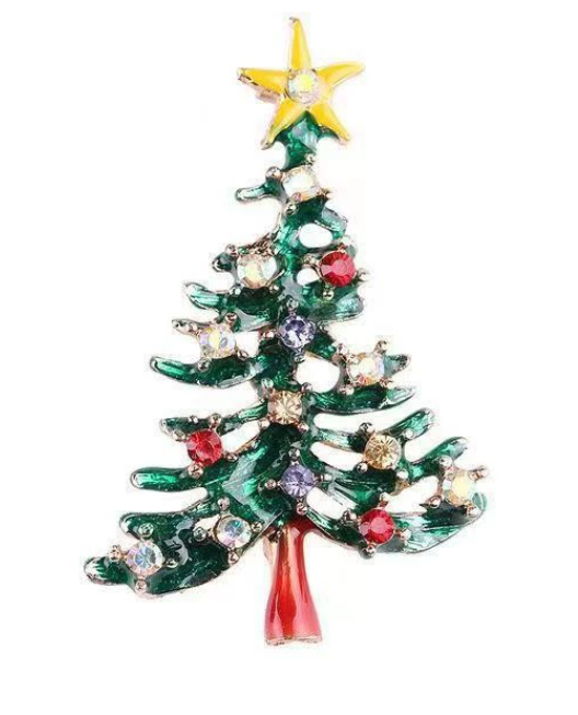 Elegante Brosche in Form eines Weihnachtsbaums