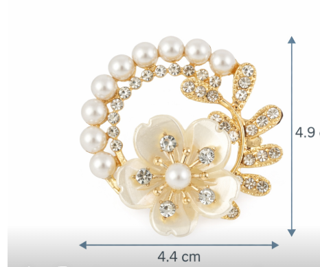 Elegante Blumenbrosche mit Perle und Kristallen