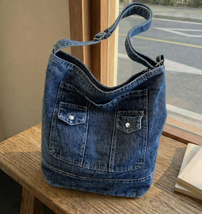 Stylischer Denim-Shopper im Vintage-Look – Die perfekte Crossbody-Tasche für jeden Tag