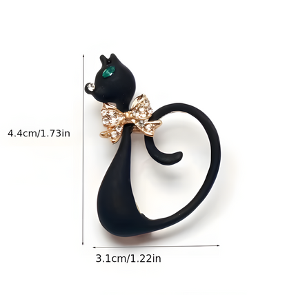 Elegante Brosche „Schwarze Katze“ – Ein funkelschönes Highlight für Ihr Outfit