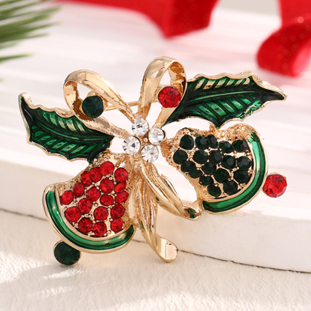 Elegante Weihnachtsbrosche in Form von Glocken