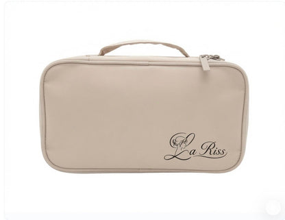 Reise Organizer für BHs, Unterwäsche und Socken. BH Aufbewahrungstasche Formstabiler Dessous Koffer mit Mehreren Fächern. La Riss Tasche mehrteilig mit Reißverschluss (Pink)