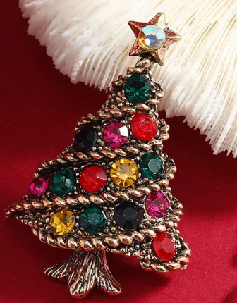 Elegante Brosche in Form eines Weihnachtsbaums