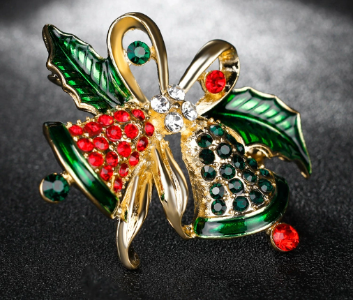 Elegante Weihnachtsbrosche in Form von Glocken