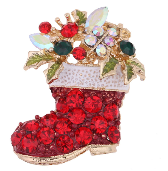 Elegante Brosche in Form eines Weihnachtsstiefels