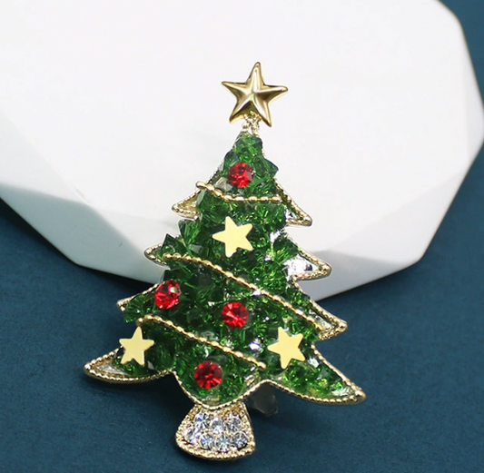 Elegante Brosche in Form eines Weihnachtsbaums