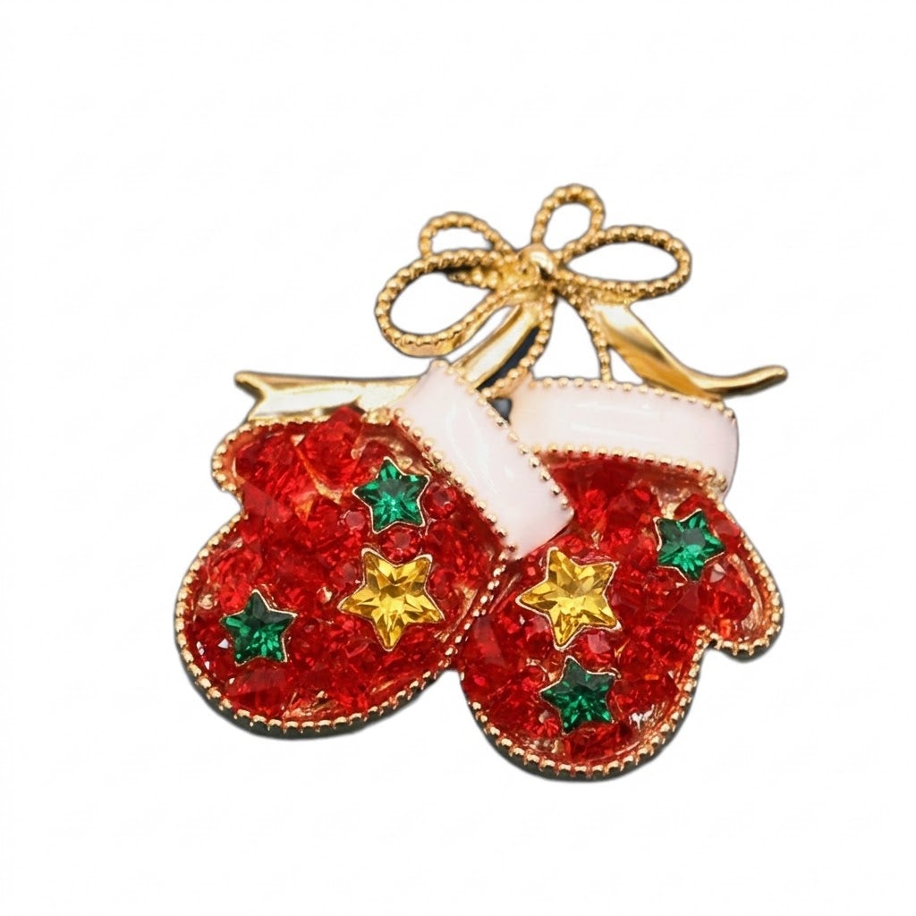 Elegante Brosche in Form süßer Weihnachtsfäustlinge