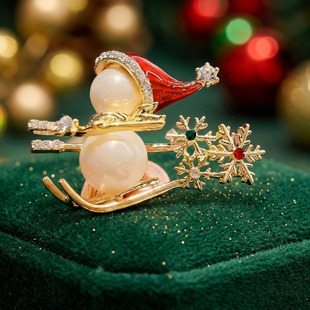 Elegante Brosche in Form eines Schneemanns