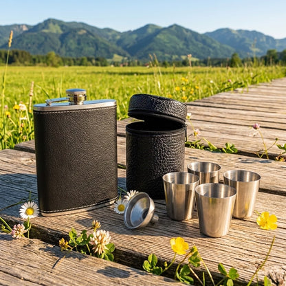 Edelstahl-Flachmann Set – 8-teilig