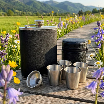 Edelstahl-Flachmann Set – 8-teilig